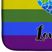 Gay Pride Love Wins Mosaic Heart Dish Drying Mat – Absorbent, Artistic Kitchen Essentials