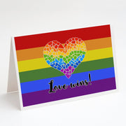Gay Pride Love Wins Mosaic Heart Greeting Cards -  Blank Note Cards – 8-Pack of Artist-Designed Cards with Envelopes