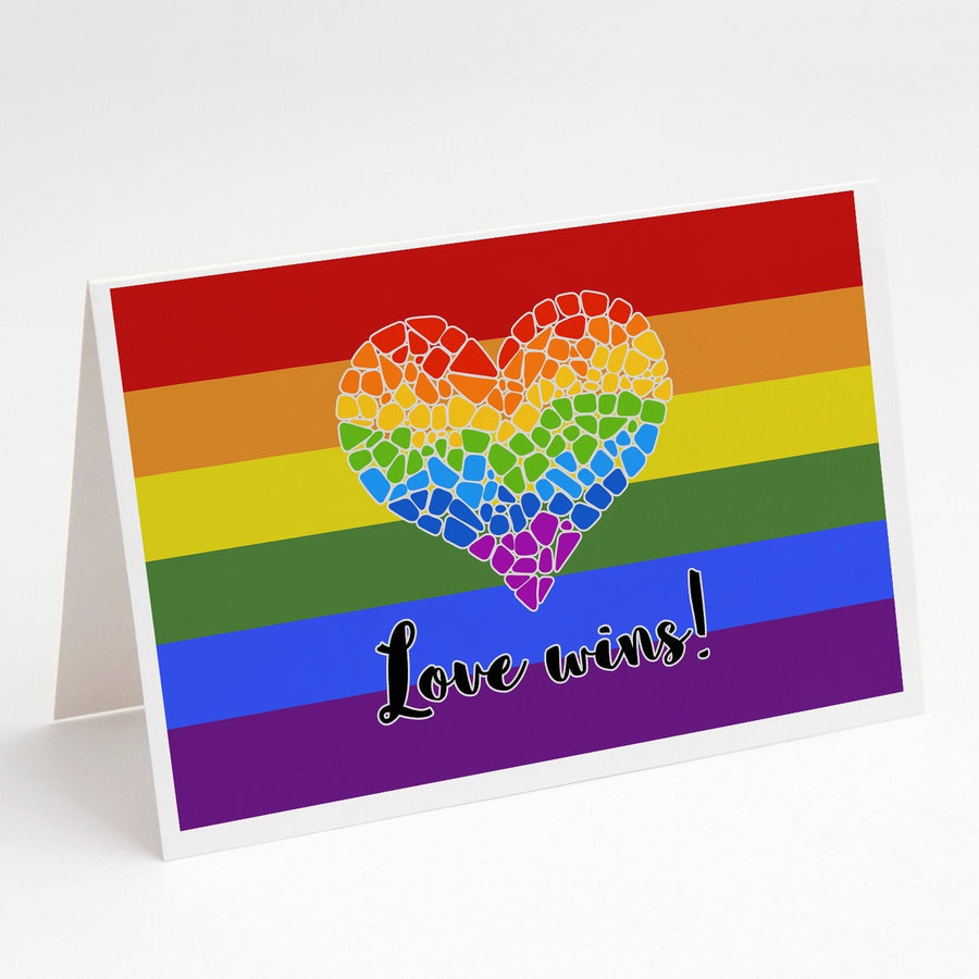 Gay Pride Love Wins Mosaic Heart Greeting Cards -  Blank Note Cards – 8-Pack of Artist-Designed Cards with Envelopes