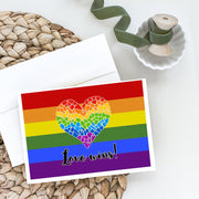 Gay Pride Love Wins Mosaic Heart Greeting Cards -  Blank Note Cards – 8-Pack of Artist-Designed Cards with Envelopes
