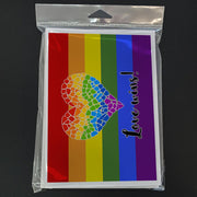 Gay Pride Love Wins Mosaic Heart Greeting Cards -  Blank Note Cards – 8-Pack of Artist-Designed Cards with Envelopes
