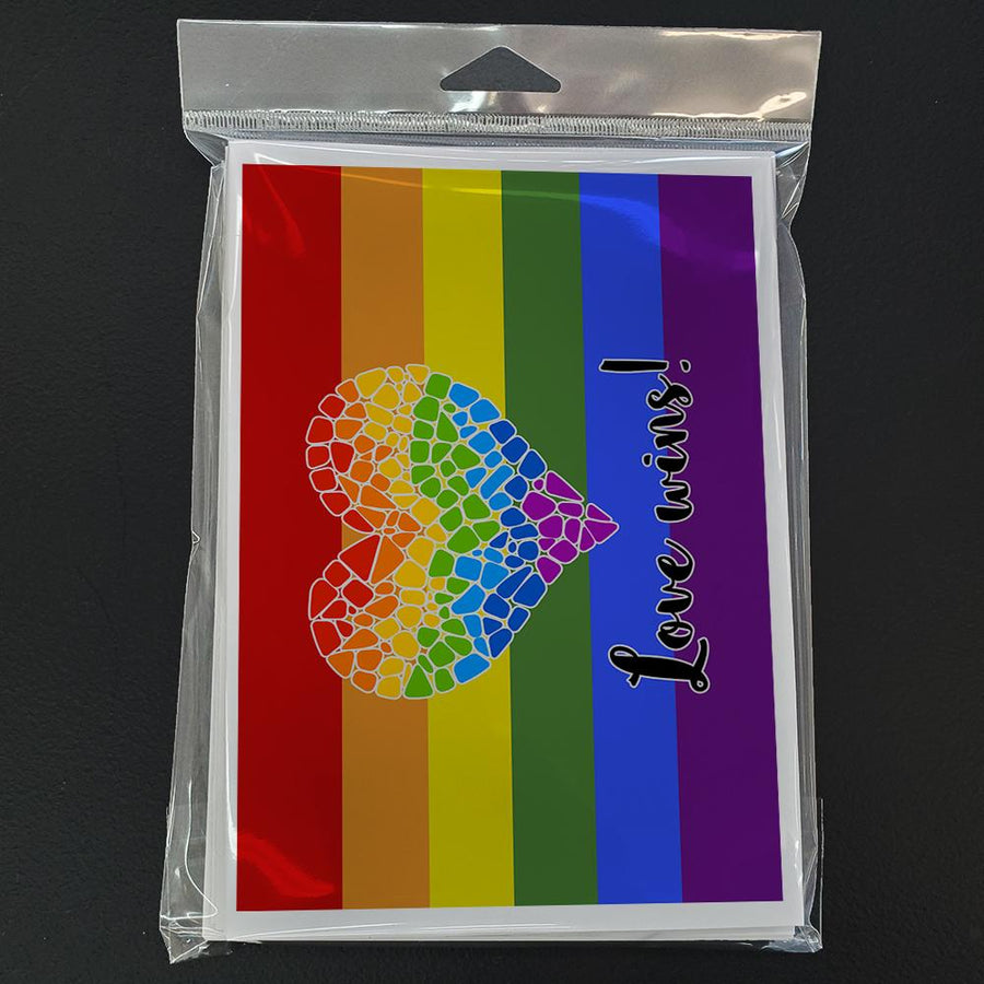 Gay Pride Love Wins Mosaic Heart Greeting Cards -  Blank Note Cards – 8-Pack of Artist-Designed Cards with Envelopes