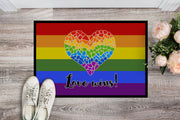 Gay Pride Love Wins Mosaic Heart Doormat - 24x36 Decorative Floor Mat – Indoor/Outdoor Rug with Artistic Flair