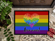 Gay Pride Love Wins Mosaic Heart Doormat - 24x36 Decorative Floor Mat – Indoor/Outdoor Rug with Artistic Flair