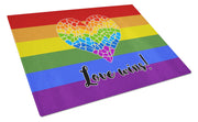 Gay Pride Love Wins Mosaic Heart Glass Cutting Boards – Durable, Decorative Kitchen Art Large