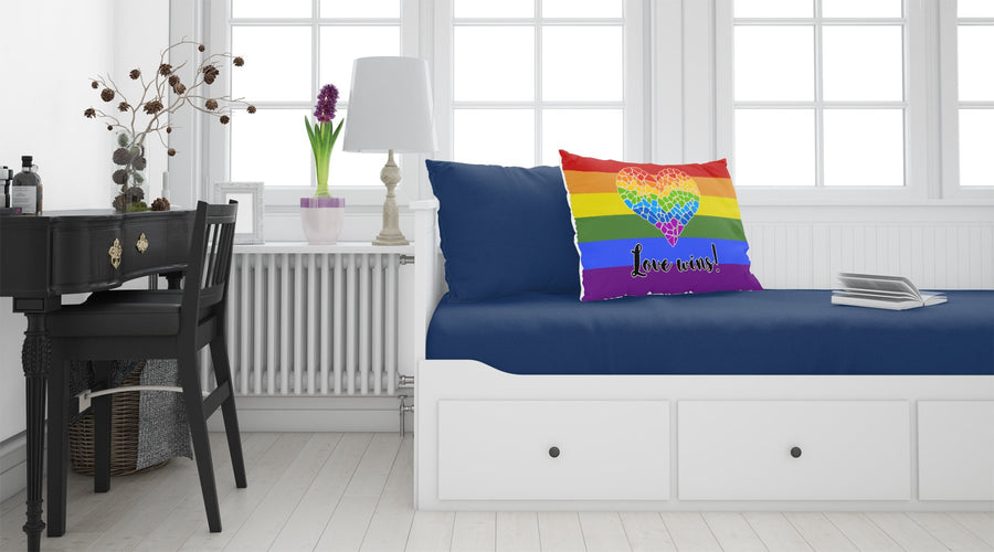 Gay Pride Love Wins Mosaic Heart Fabric Standard Pillowcase