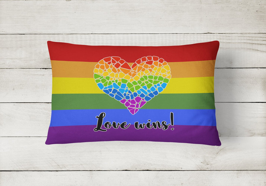 Love Wins Mosaic Heart Canvas Fabric Decorative Pillow