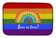 Gay Pride Love is Love Mosaic Rainbow Dish Drying Mat – Absorbent, Artistic Kitchen Essentials