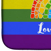 Gay Pride Love is Love Mosaic Rainbow Dish Drying Mat – Absorbent, Artistic Kitchen Essentials