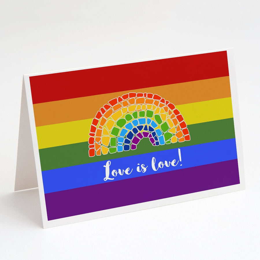 Love is Love Mosaic Rainbow Greeting Cards -  Blank Note Cards – 8-Pack of Artist-Designed Cards with Envelopes