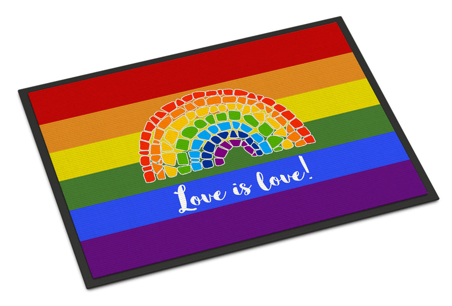 Love is Love Mosaic Rainbow Doormat - 18x27 Decorative Floor Mat – Indoor/Outdoor Rug with Artistic Flair