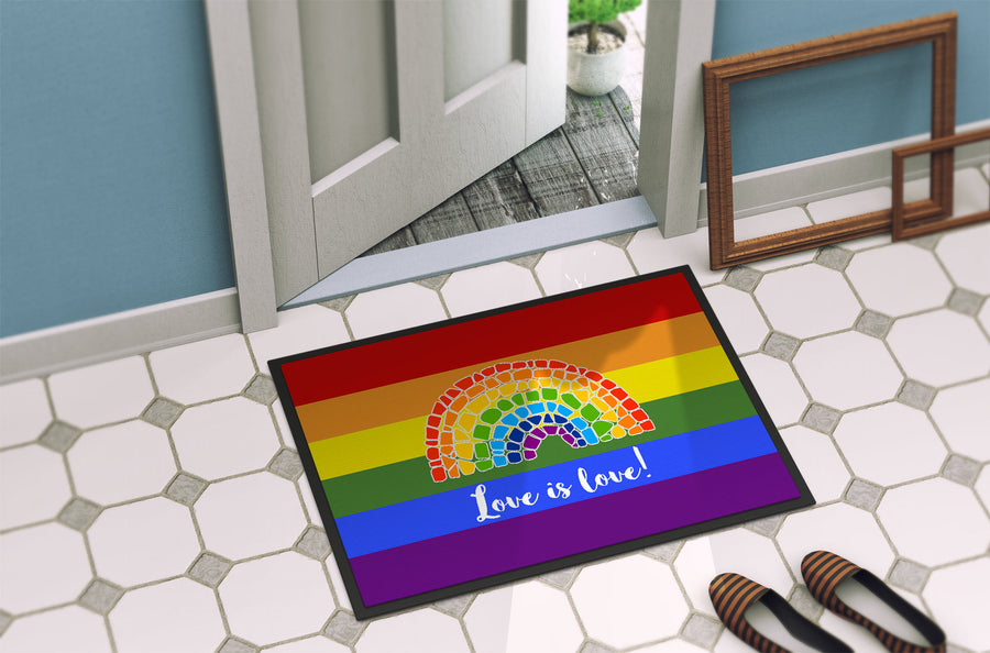 Love is Love Mosaic Rainbow Doormat - 18x27 Decorative Floor Mat – Indoor/Outdoor Rug with Artistic Flair