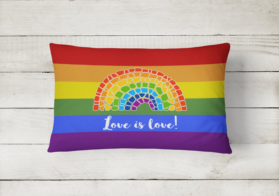 Love is Love Mosaic Rainbow Canvas Fabric Decorative Pillow