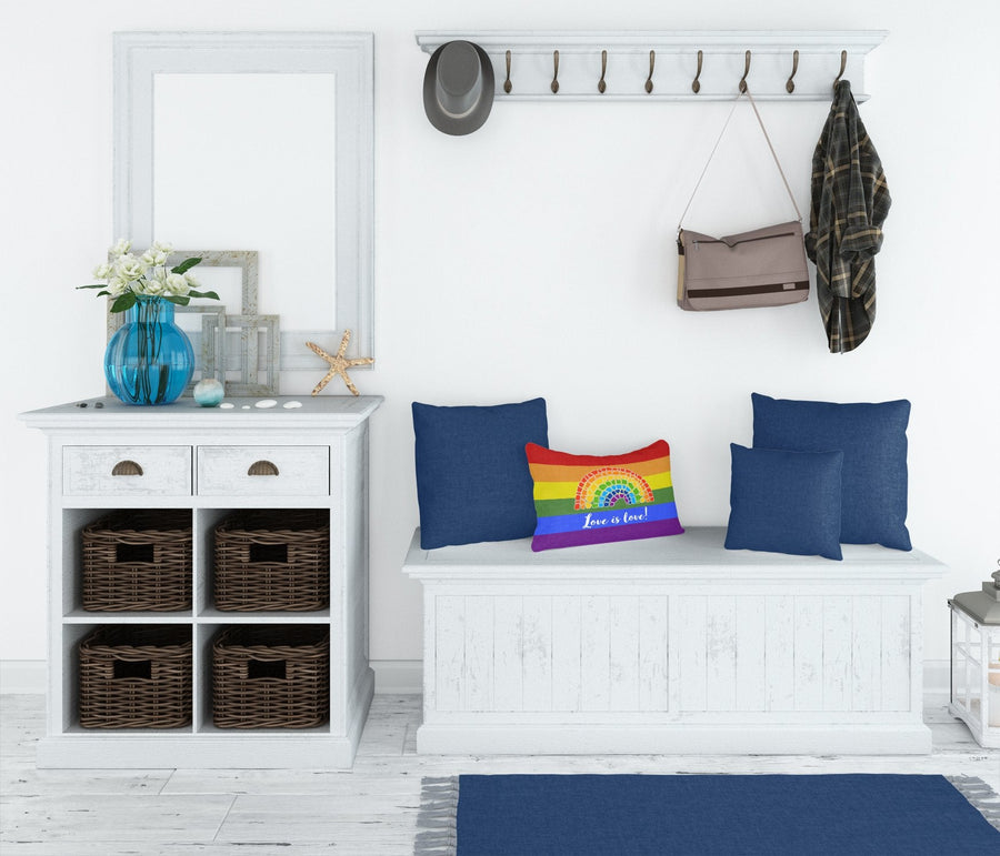 Love is Love Mosaic Rainbow Canvas Fabric Decorative Pillow