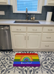 Gay Pride Love is Love Mosaic Rainbow Machine Washable Memory Foam Mat