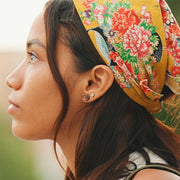 Natural Maple Wood Heart Paw Print Stud Earrings