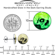 Webbed Skull Glow in the Dark Stud Earrings