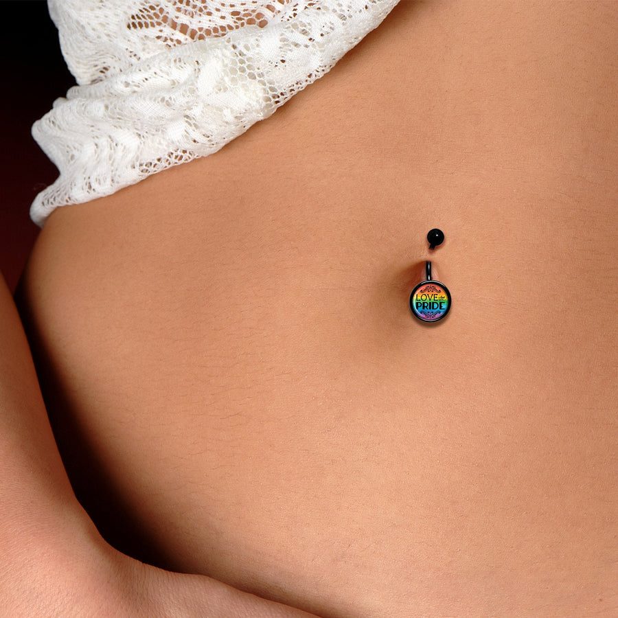 Rainbow Love and Pride Black Belly Ring