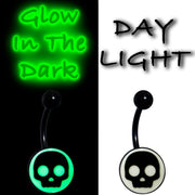 Glow in the Dark Simple Skull Belly Ring by Onyx O