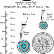 Rainbow Retro Heart Belly Ring by Onyx O