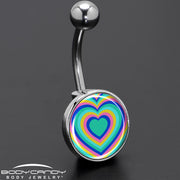 Rainbow Retro Heart Belly Ring by Onyx O
