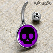 Purple Black Simple Skull Belly Ring by Onyx O