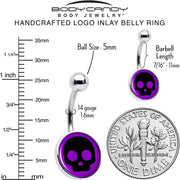 Purple Black Simple Skull Belly Ring by Onyx O