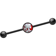 14G Black Anodized Skull Cameo Industrial Barbell 37mm