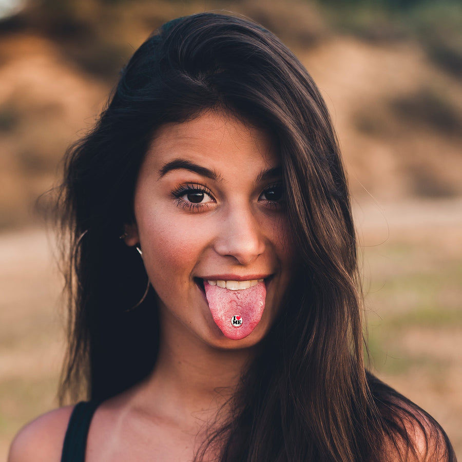 Black Glow in the Dark I Love Me Barbell Tongue Ring by Onyx O