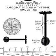 Black Glow in the Dark Holiday Snowflake Tongue Ring by Onyx O