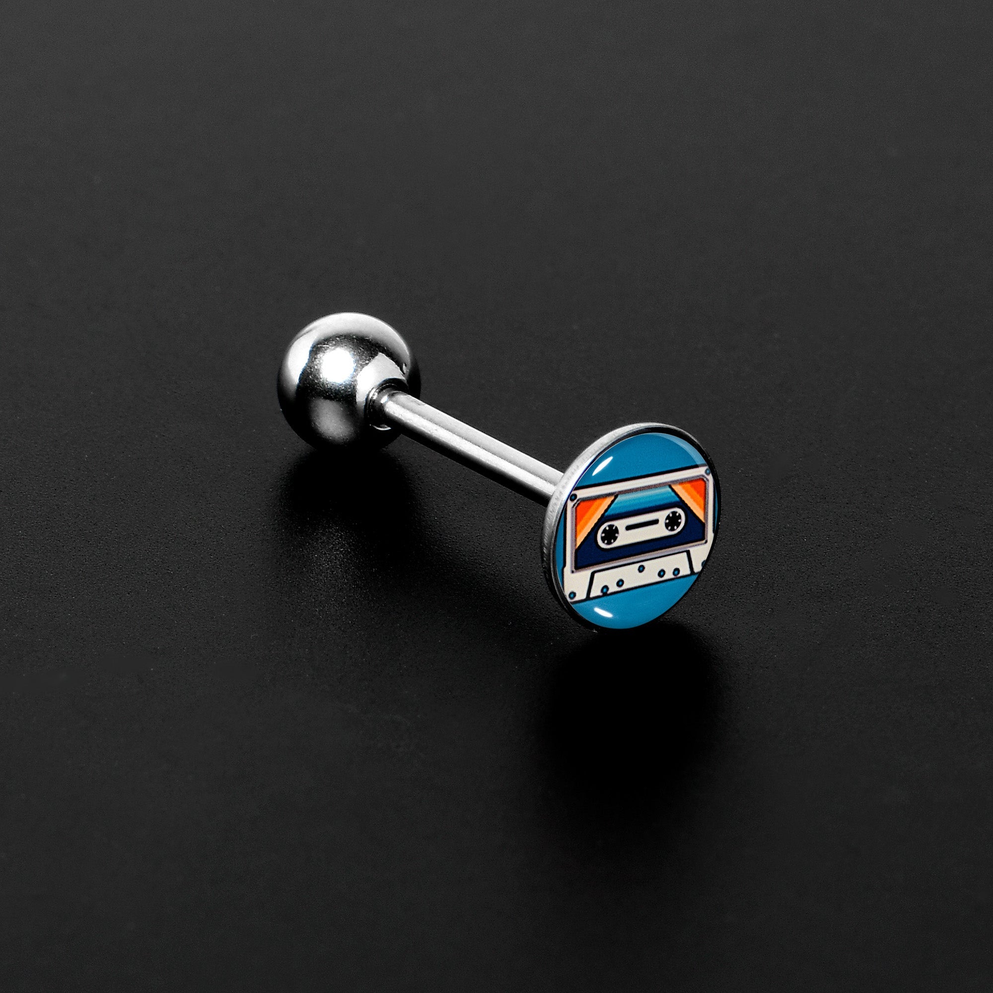Retro Cassette Tape Barbell Tongue Ring by Onyx O