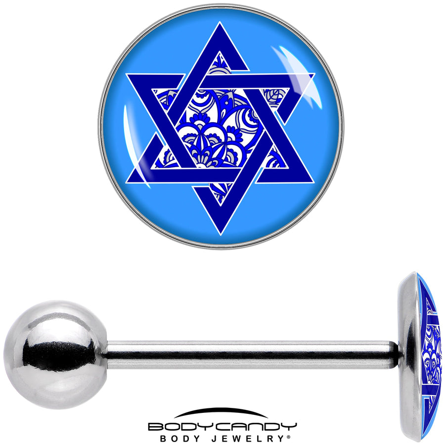Floral Star of David Barbell Tongue Ring by Onyx O