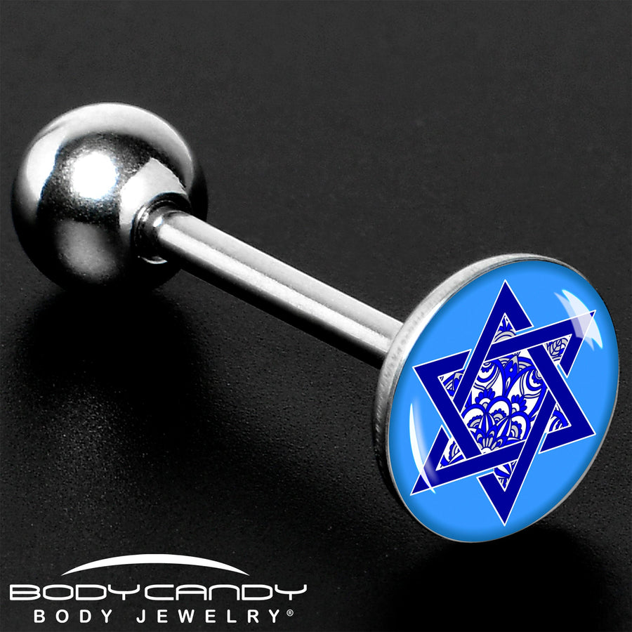 Floral Star of David Barbell Tongue Ring by Onyx O