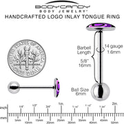 Crescent Moon Heart Barbell Tongue Ring by Onyx O