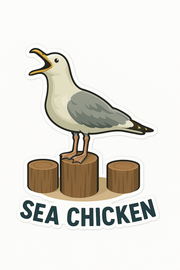 "SEA CHICKEN" Cute Funny Seagull Sticker