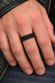 Unisex Stainless Steel Mesh Ring – Flexible, Modern Band in Black, Rose Gold & Silver Tones