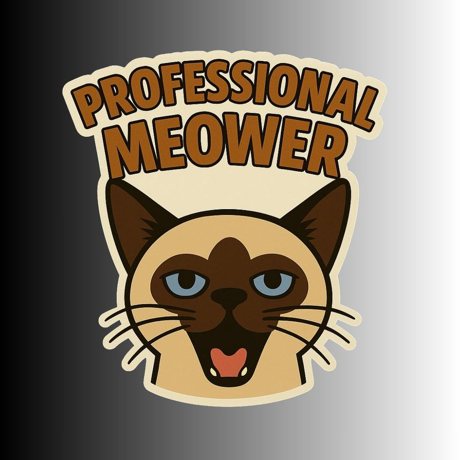 "Professional Meower" Funny Sarcastic Siamese Cat Sticker