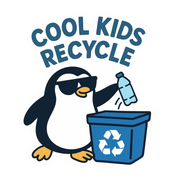 "Cool Kids Recycle" Funny Cute Penguin Sticker