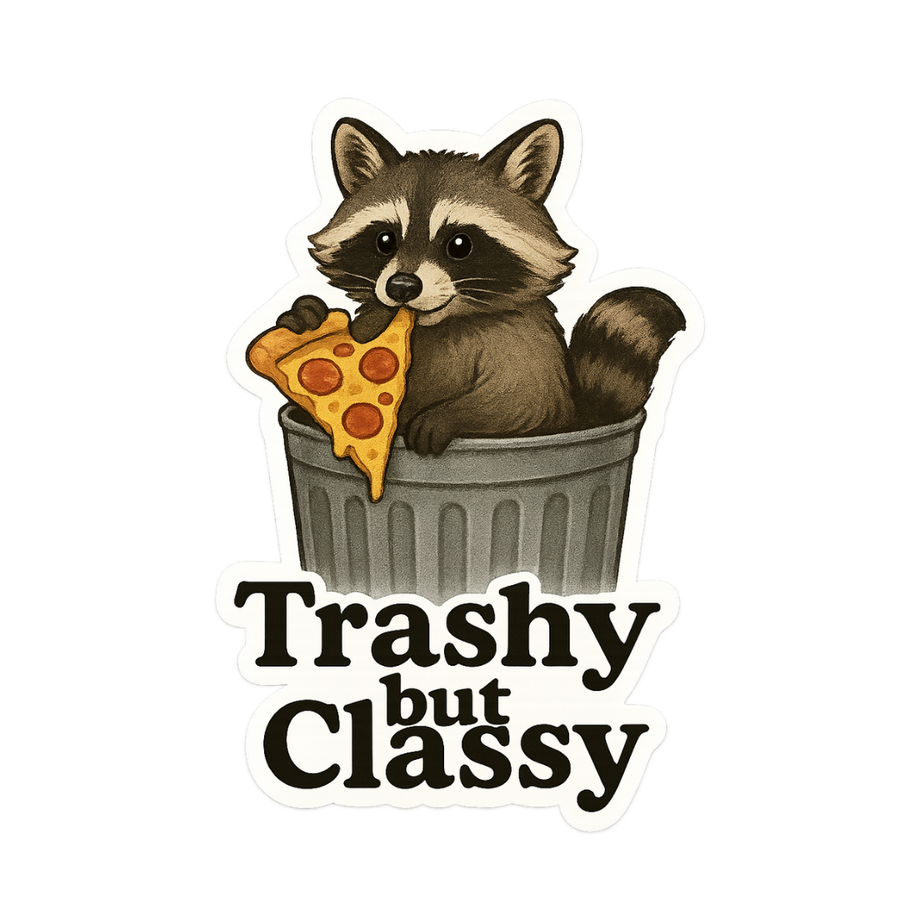 "Trashy but Classy" Funny Raccoon / Trash Panda Sticker
