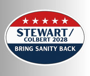 "Stewart/Colbert 2028" Political Campaign Sticker