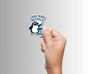 "Cool Kids Recycle" Funny Cute Penguin Sticker
