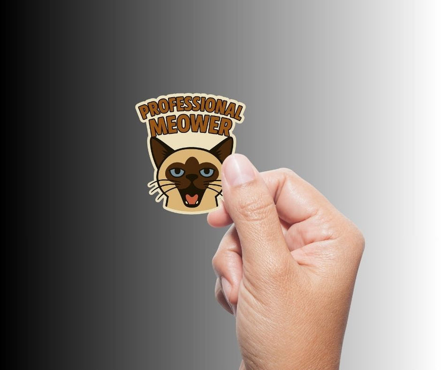 "Professional Meower" Funny Sarcastic Siamese Cat Sticker