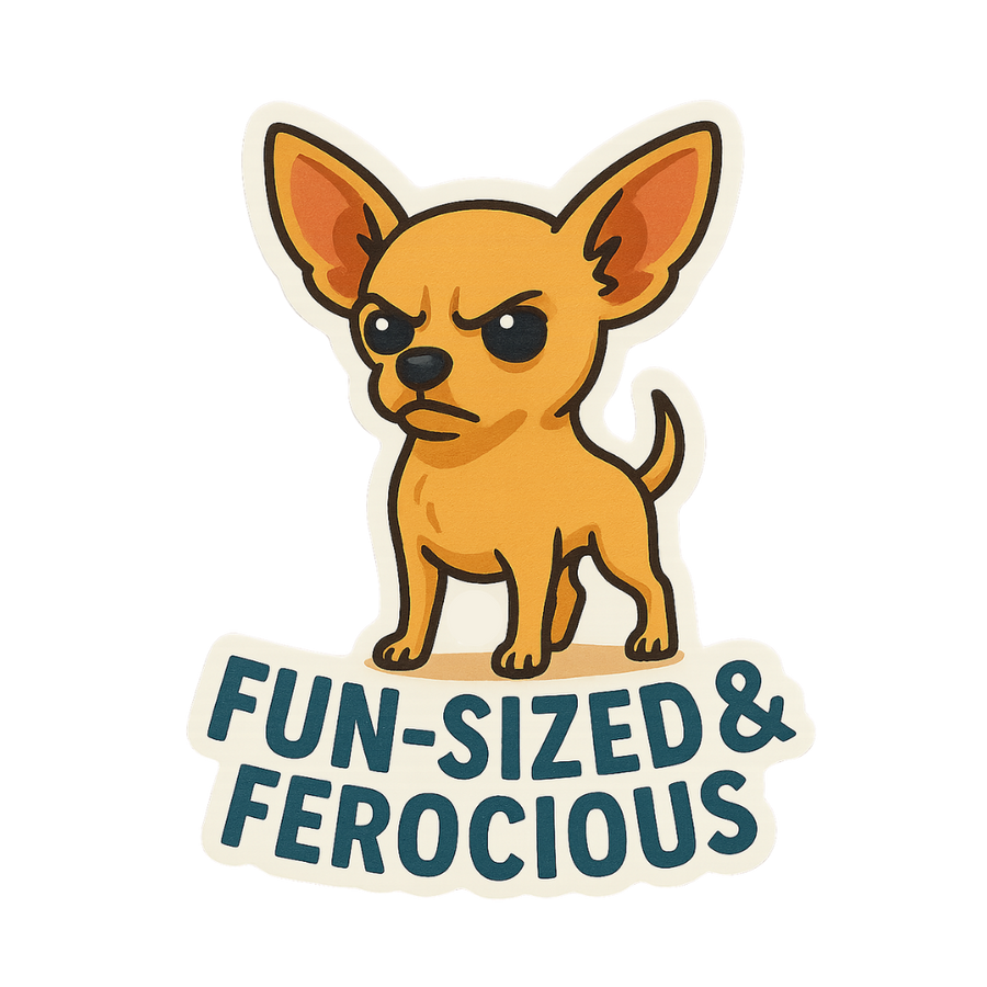 "Fun-Sized and Ferocious" Funny Dog Sticker