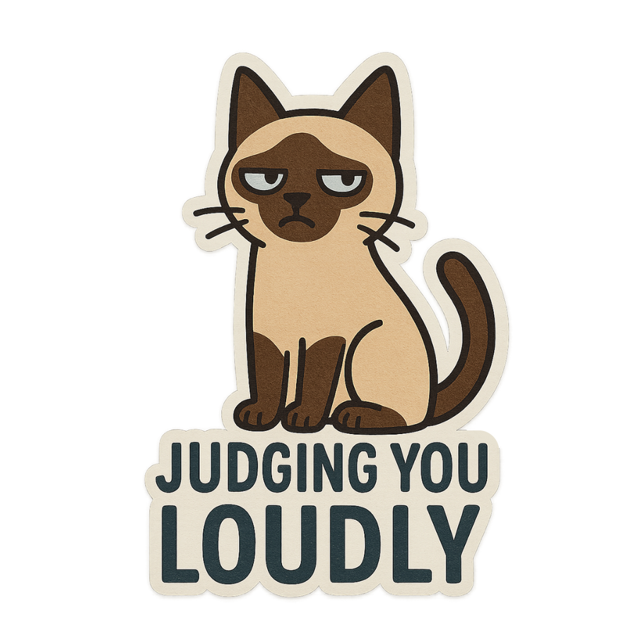 "Judging You Loudly" Funny Sarcastic Siamese Cat Sticker
