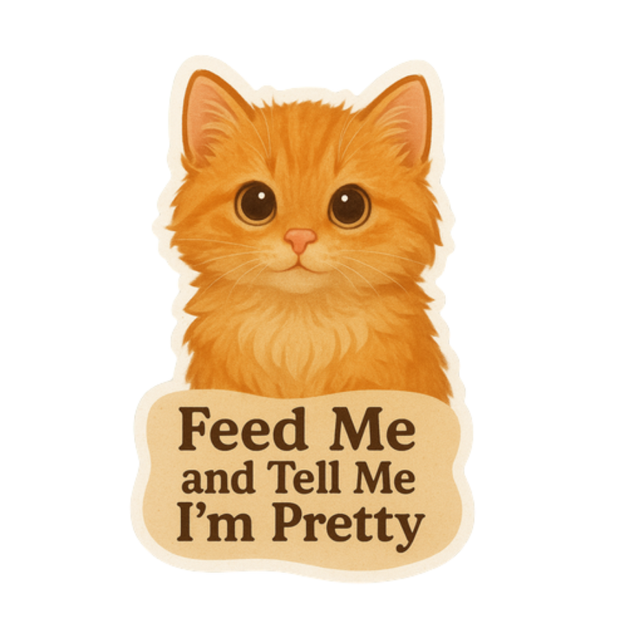 "Feed Me and Tell Me I'm Pretty" Cute Kitty Cat Sticker