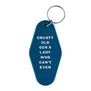 Crusty Old Gen X Lady Who Can't Even Motel Keychain in Blue