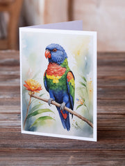 Rainbow Lorikeet Greeting Cards - Blank Note Cards – 8-Pack of Artist-Designed Cards with Envelopes