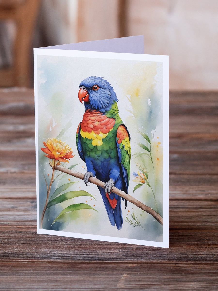 Rainbow Lorikeet Greeting Cards - Blank Note Cards – 8-Pack of Artist-Designed Cards with Envelopes