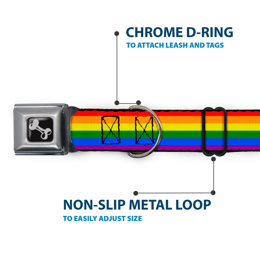 Rainbow Pride Flag Dog Bone Seatbelt Buckle Collar