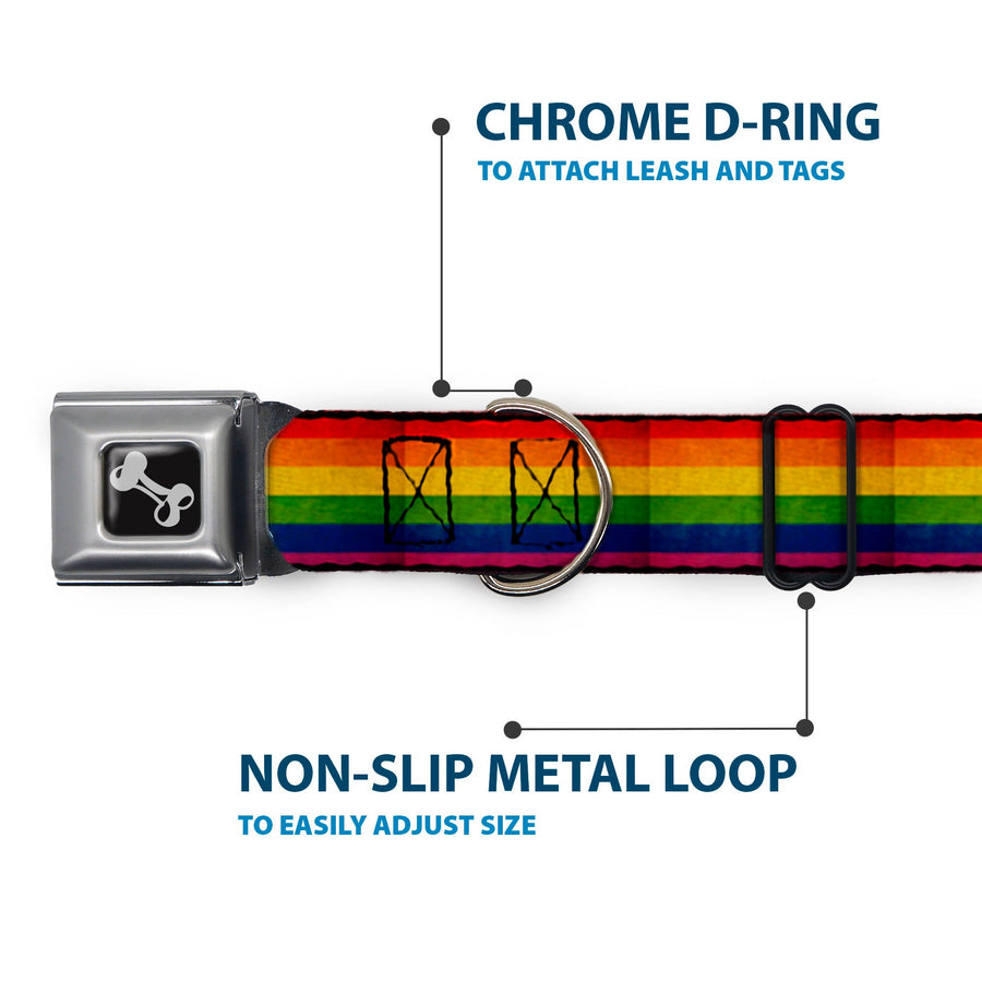 Distressed Rainbow Pride Seatbelt Buckle Collar